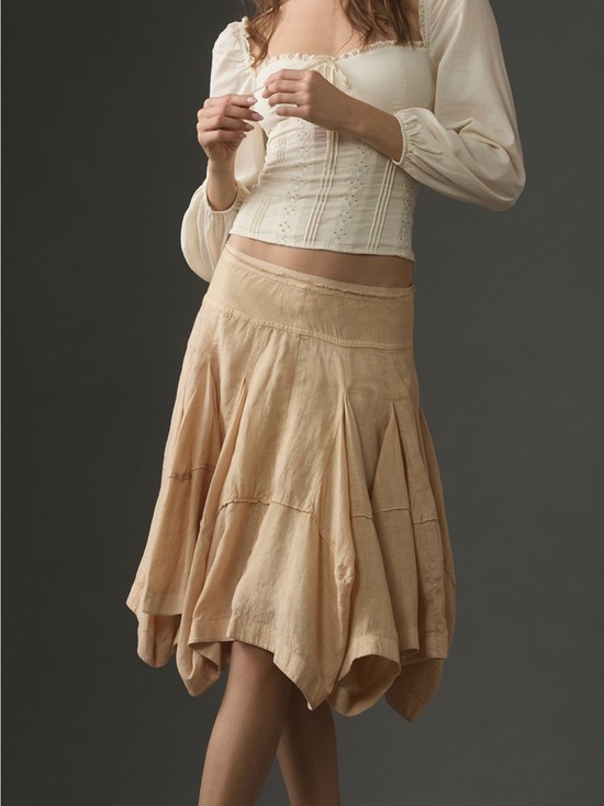 Anthropologie Dresses & Skirts - Anthropologie Linen Godet Midi Skirt